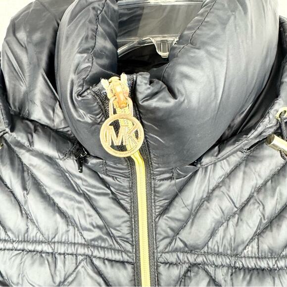 MICHAEL Michael Kors Packable Down Filled Quilted Long Line Coat Black Size M - Picture 4 of 15